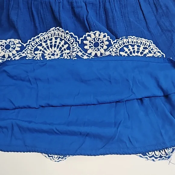 Anthropologie Meadow Rue sleeveles blue dress embroidered scallop hem women's 0 - Picture 11 of 15